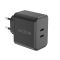 Dviced Wall charger 65W GaN 2 USB-C EU w cable, Black (DV221011)